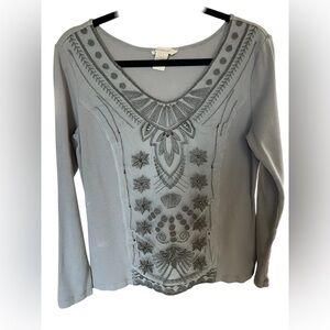 Sundance Embroidered Mesh Panel Top Boho Western Festival Cottagecore L